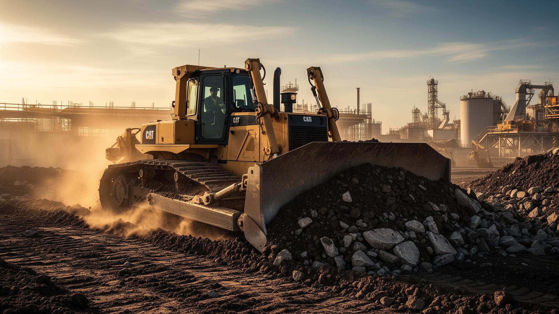 Bulldozer pushing dirt on a construction site